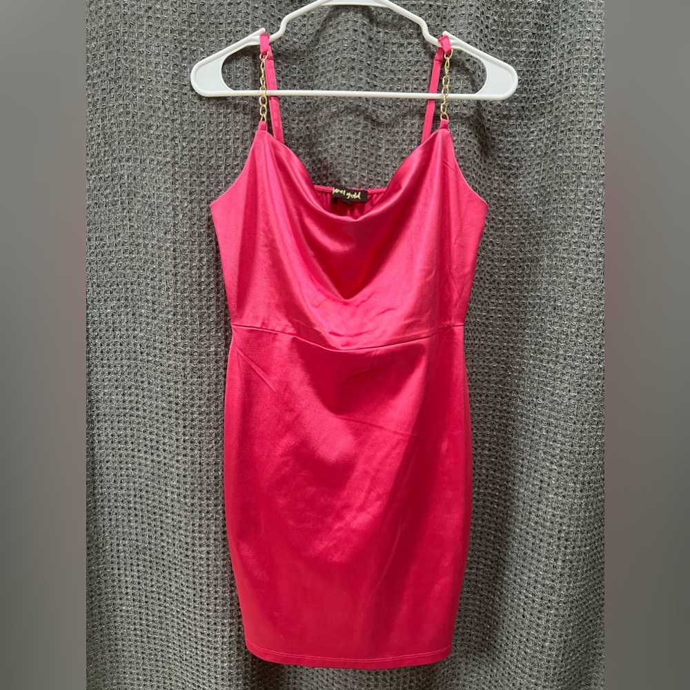 Planet Gold Cocktail Holiday Prom Dress Gold chain straps Size large